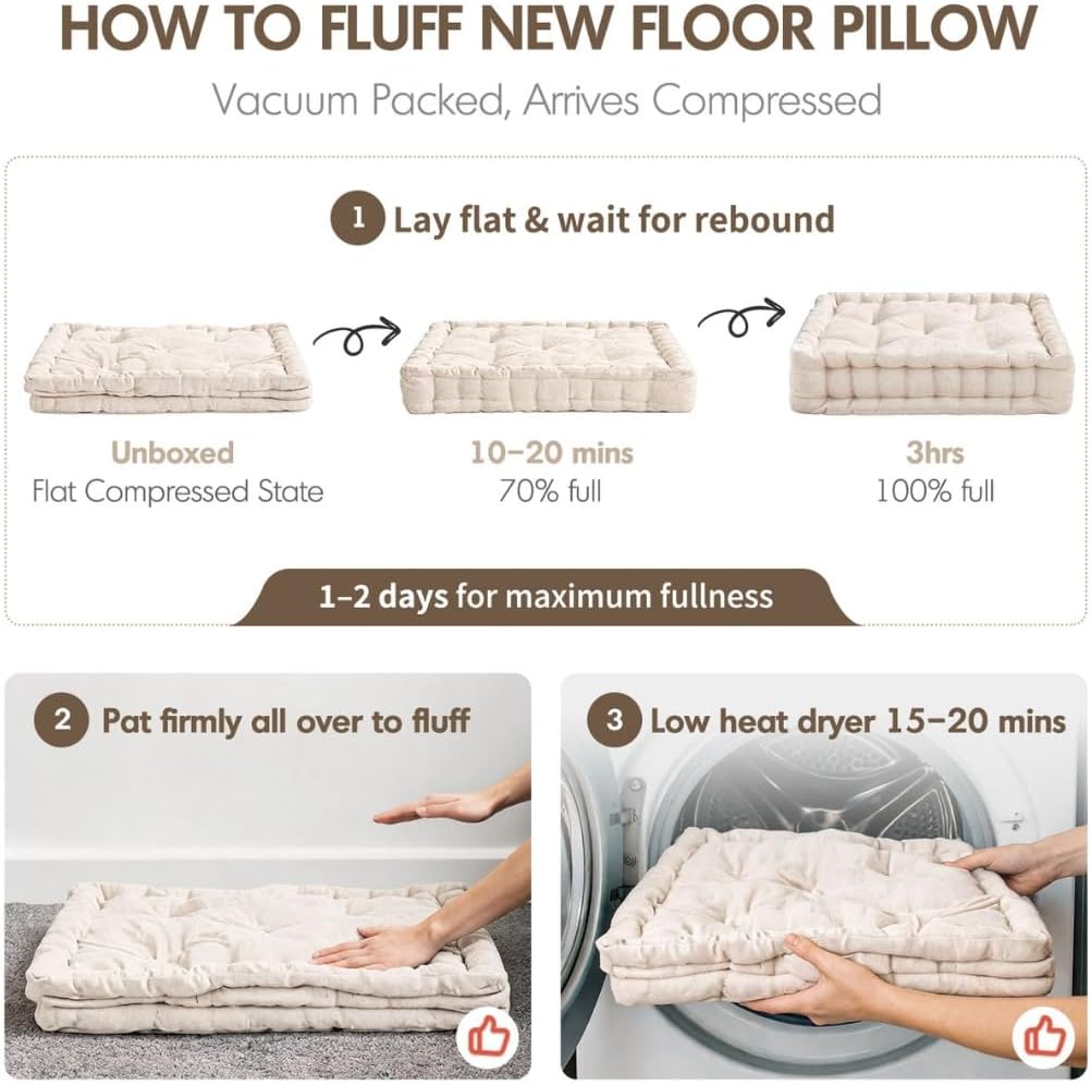 Intelligent Design Floor Pillow, Large Cushion for Meditation, 20x20 Grey