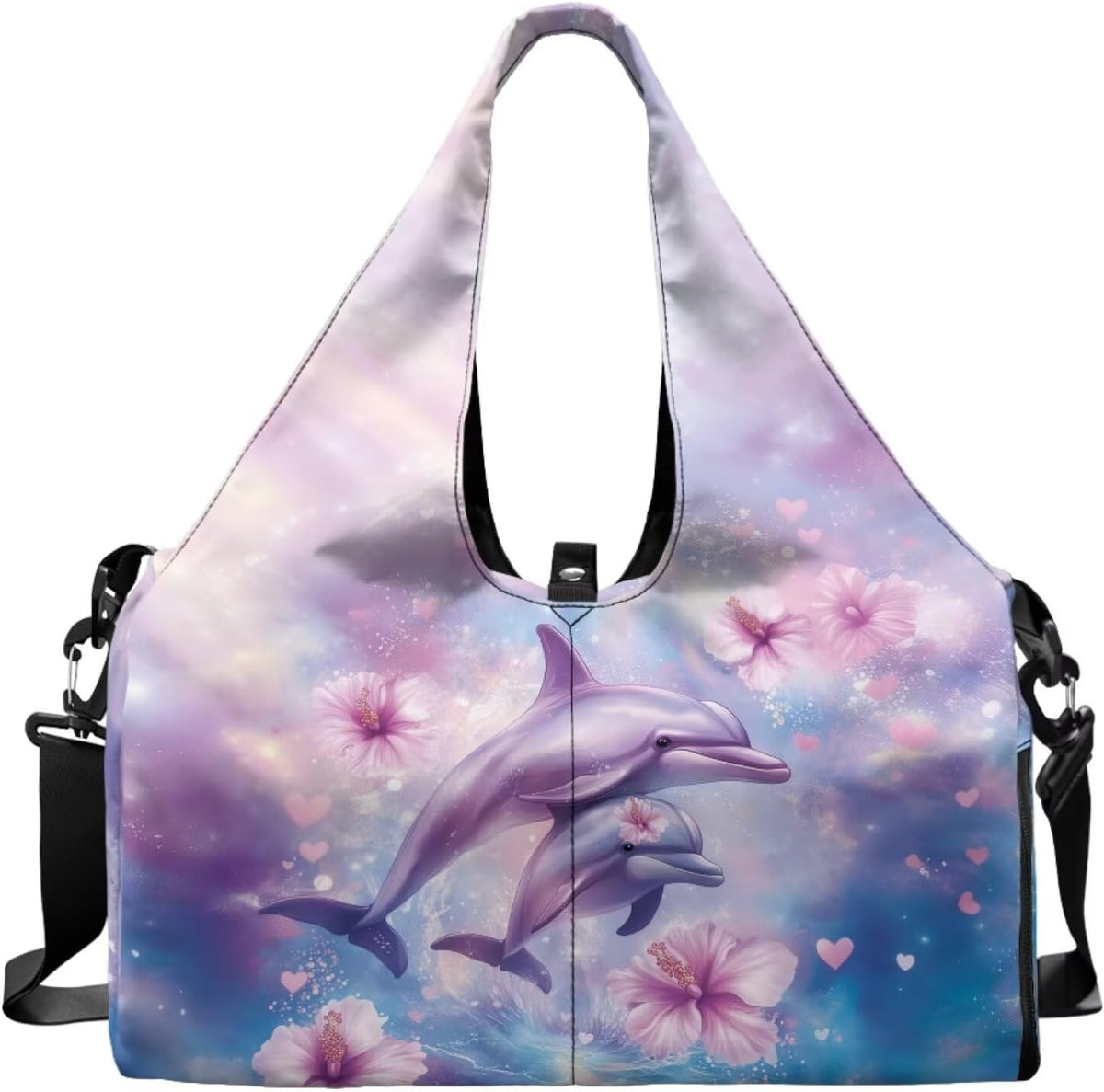 Gym Bag with Yoga Mat Holder Large Tote Bag With Multi Pockets for Women Men Dry Wet Separated Pocket Carryall Yoga Tote Bag for Pilates Travel Workout Office