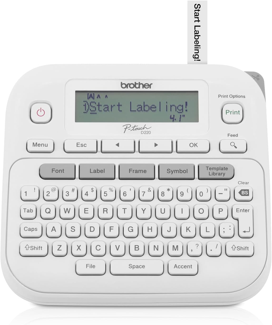 Brother P-Touch PTD220 Home/Office Everyday Label Maker | Prints TZe Label Tapes up to ~1/2 inch White