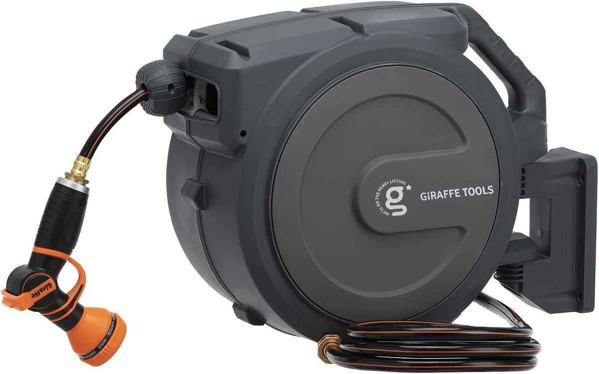 Giraffe Tools Retractable Garden Hose Reel 1/2"155FT Auto Rewind