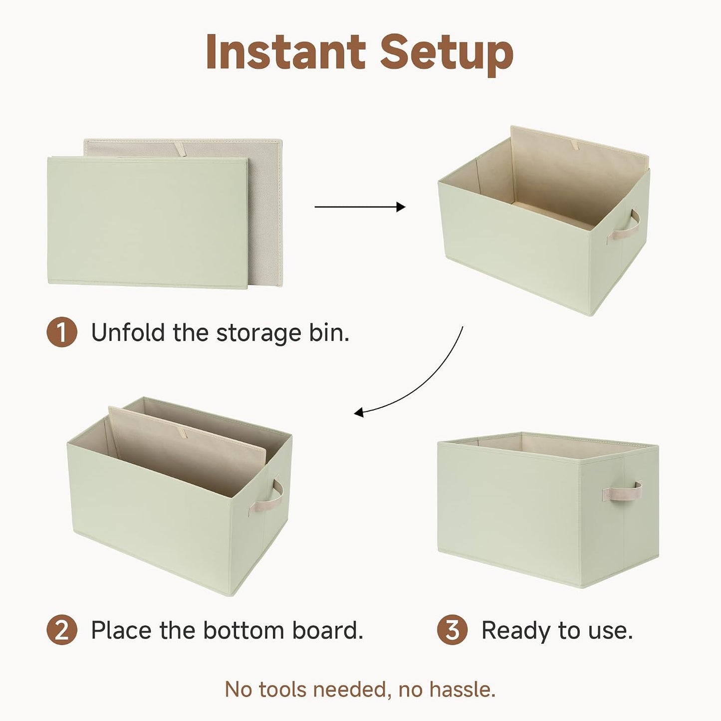 StorageWorks Storage Basket for Shelves, Light Green, Extra Large, 3-Pack | Closet Storage Bins, Organization and Storage Bins for Closet, Fabric Organizer Bins for Clothes Storage