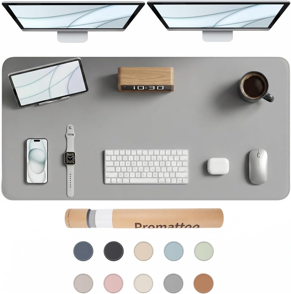 Large Desk Pad Non-Slip Desk Mat Protector for Keyboard Mouse Waterproof Vegan Leather Surface Faux Leather Laptop Mat Smooth Mouse Pad Premium Gift Tube Mist Gray 47" x 23"