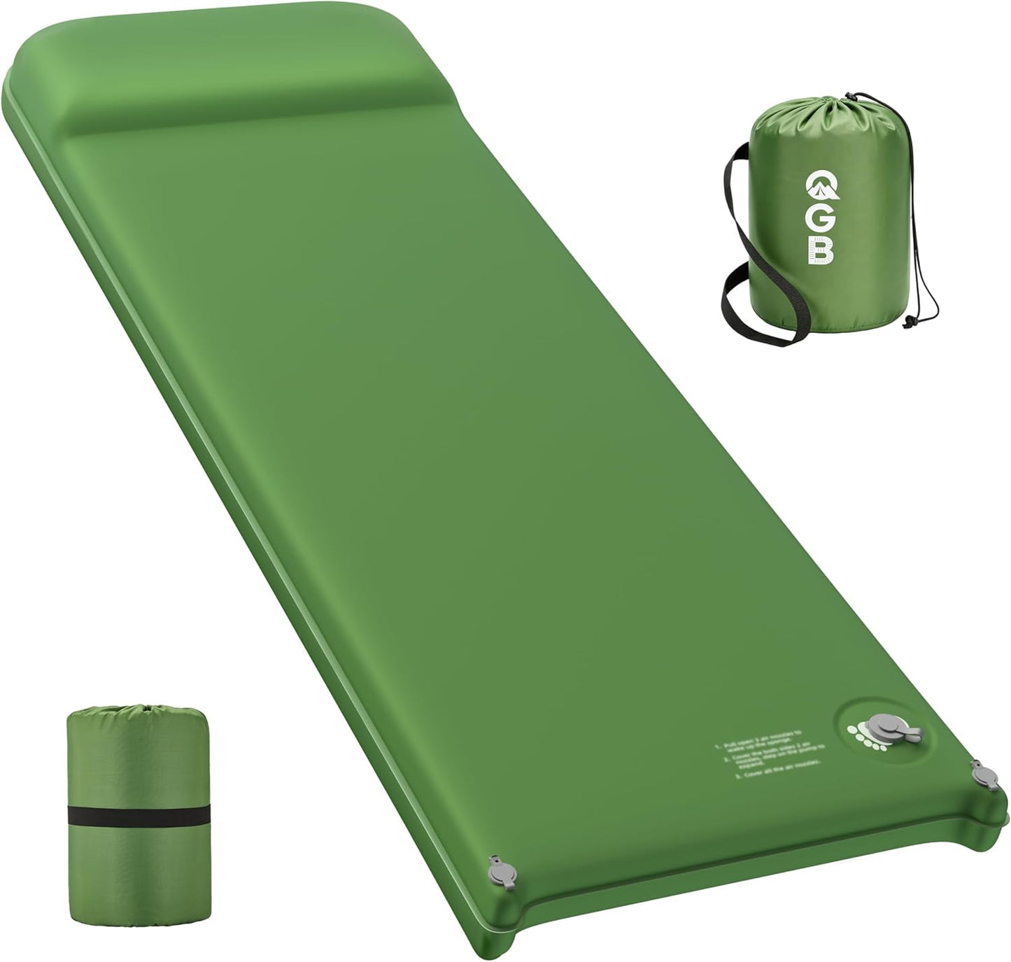 Memory Foam Camping Sleeping Pad, Foldable and Portable Self-Inflating Camping Mattress Pad, 9.5 R-Value Insulated & Quiet Sleeping Mat with Pillow, Compact for Backpacking Hiking Car Traveling Tent