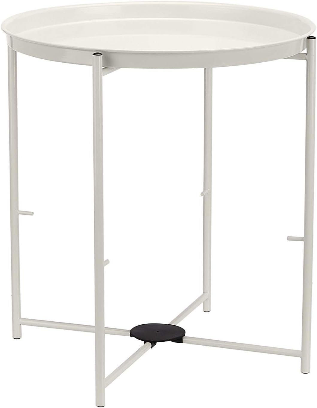Amazon Basics Round Storage End Table, Nightstand with Cloth Basket, Bedside Table, White/Heather Gray, 17.7" L x 17.7" W x 18.9" H