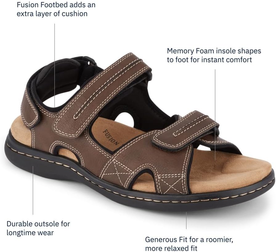 DOCKERS Mens Newpage Outdoor Sport Sandals for Men - Memory Foam Comfort and Adjustable Straps