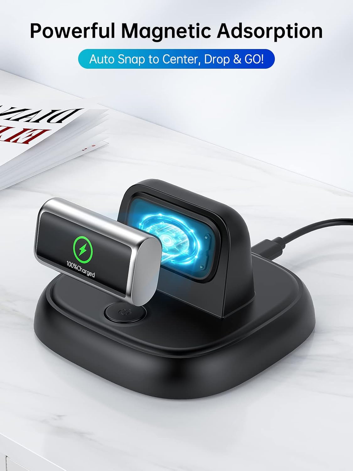 LVFAN for Fitbit Charge 6/Charge 5/Luxe Charger, Charging Cable Replacement Accessories with Reset Button, Smart Watch Fast Charging Station, Magnetic Charger Stand Dock for Fitbit Charge 6/5&Luxe