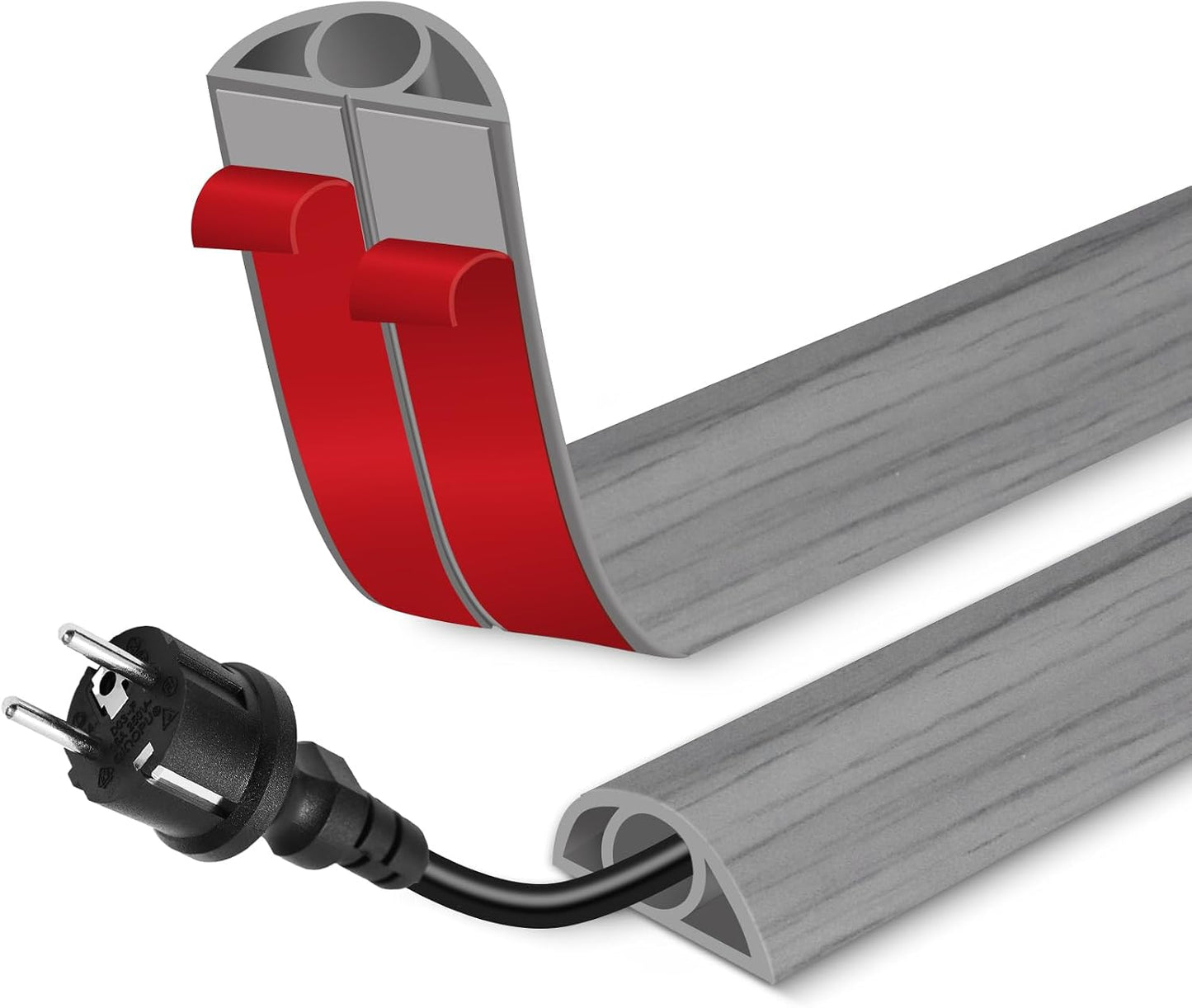 Floor Cord Cover for Wires on Floor Self Adhesive Cord Hider | Floor Cable Cover Floor Wire Covers for Cords Prevent Cable Trips, Cord Cavity W 0.32" x H 0.32", Gray Wood, 20Ft