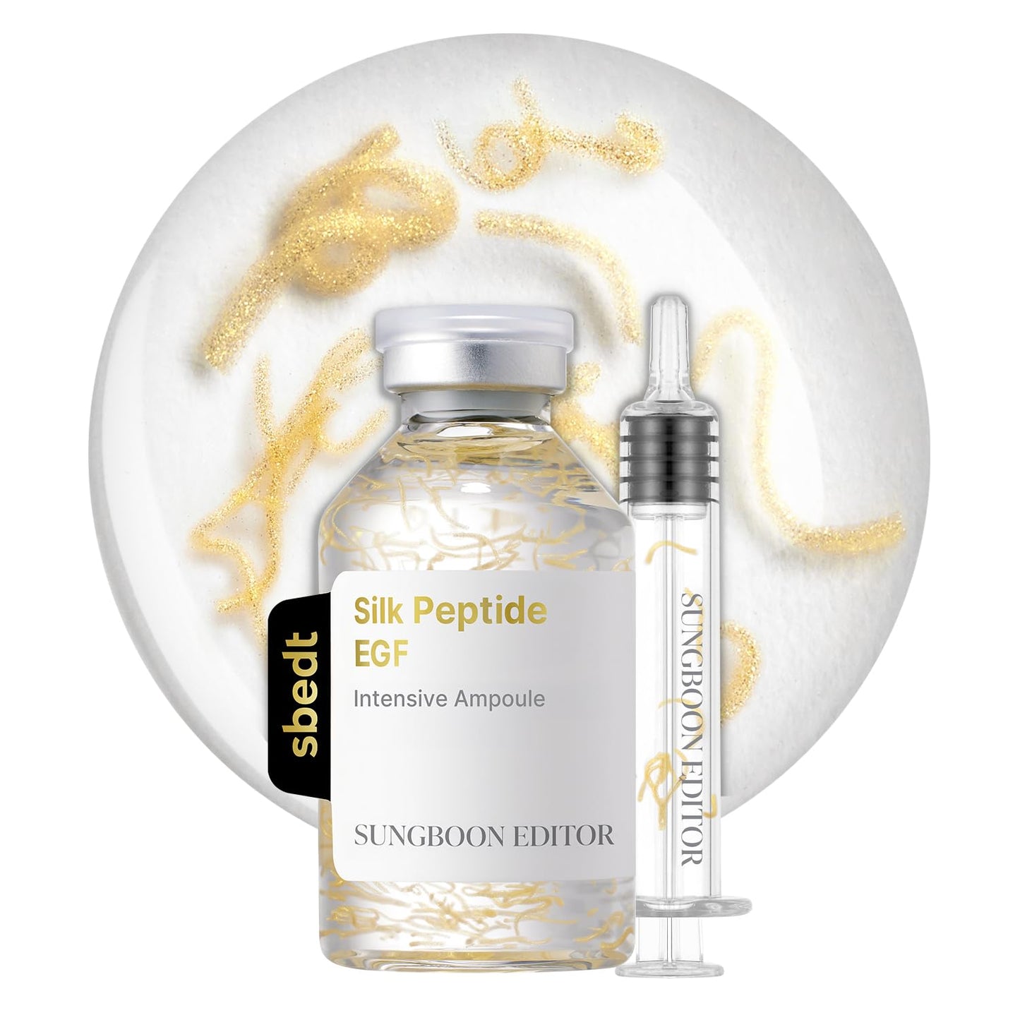 SUNGBOON EDITOR Glow Intensive Deep Collagen Silk Peptide EGF Ampoule, Copper Peptides Serum for Face with Multi Peptides, Hydrating Korean Skincare Facial Serum for Smooth-Looking Skin, 1.35 fl oz