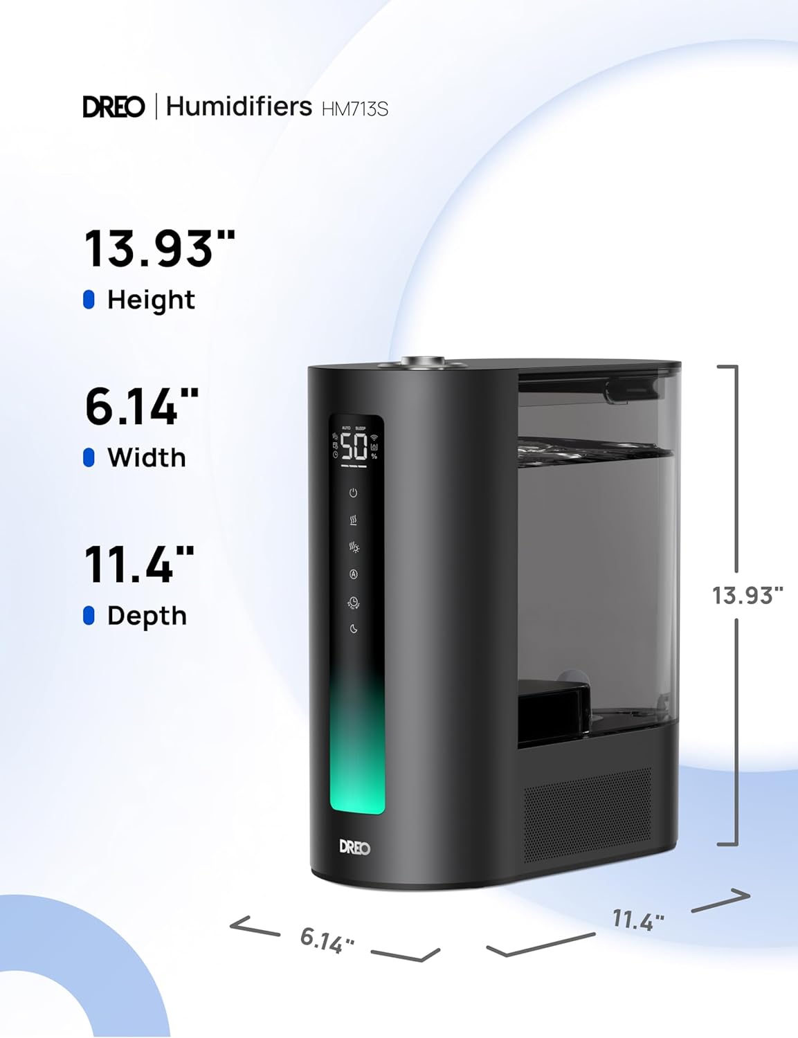 DREO 6L Humidifiers for Bedroom, Smart Warm & Cool Mist for Large Room, 60Hr Quiet Runtime for Baby, Plant, Humidity Sensor, Indicator Light, 12H Timer, Google/Alexa, Black