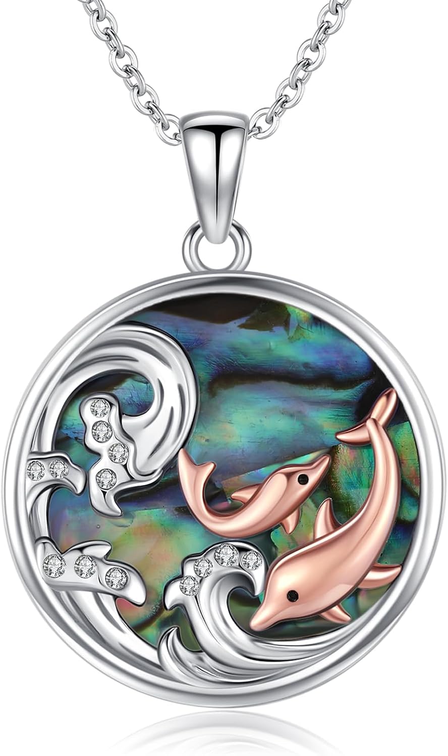 Ocean Necklace 925 Sterling Silver Wave Pendant Necklace Ocean Jewelry Beach Gifts for Women Friends Mom