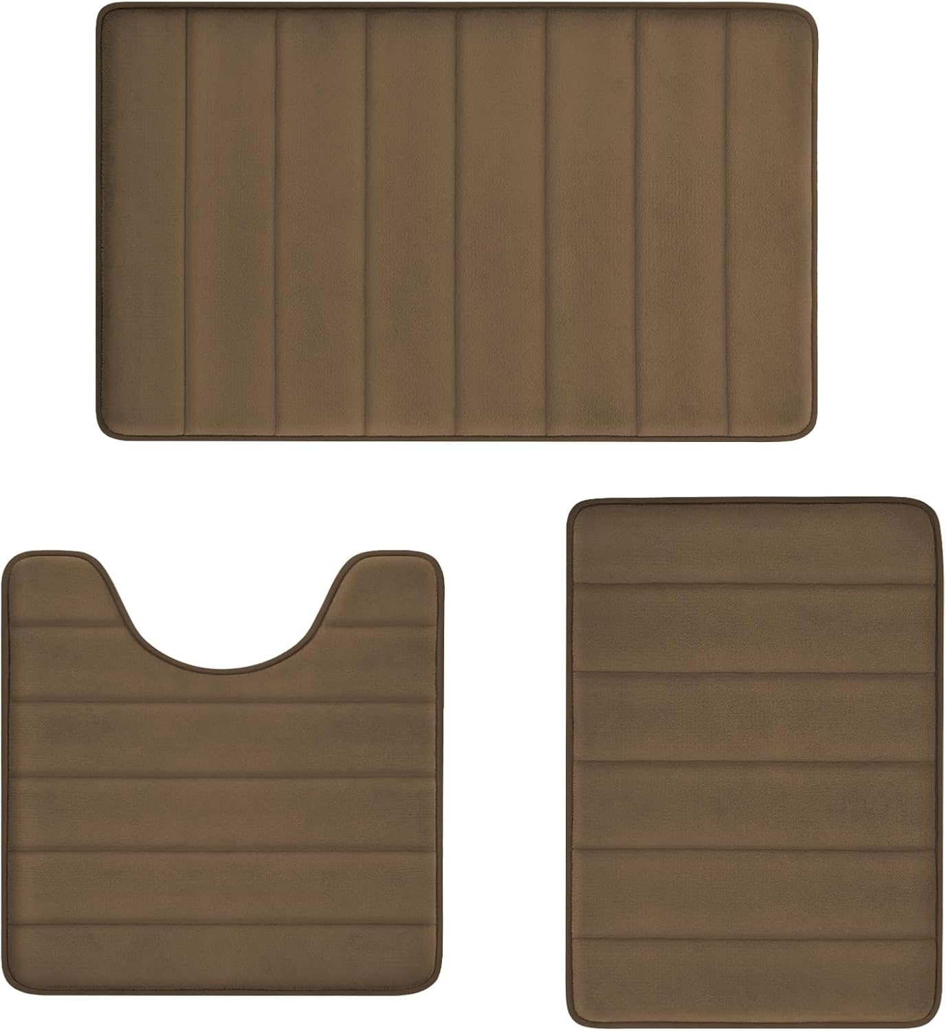 RUN HELIX Bath Mats for Bathroom Comfort Memory Foam Bath Rug Set 3 Piece Non-Slip Bathroom Mats,Absorbent Shaggy Rugs Super Soft U-Shaped Toilet Rug,Bathroo Carpets for Batoom,Tub,Shower,Dark Green