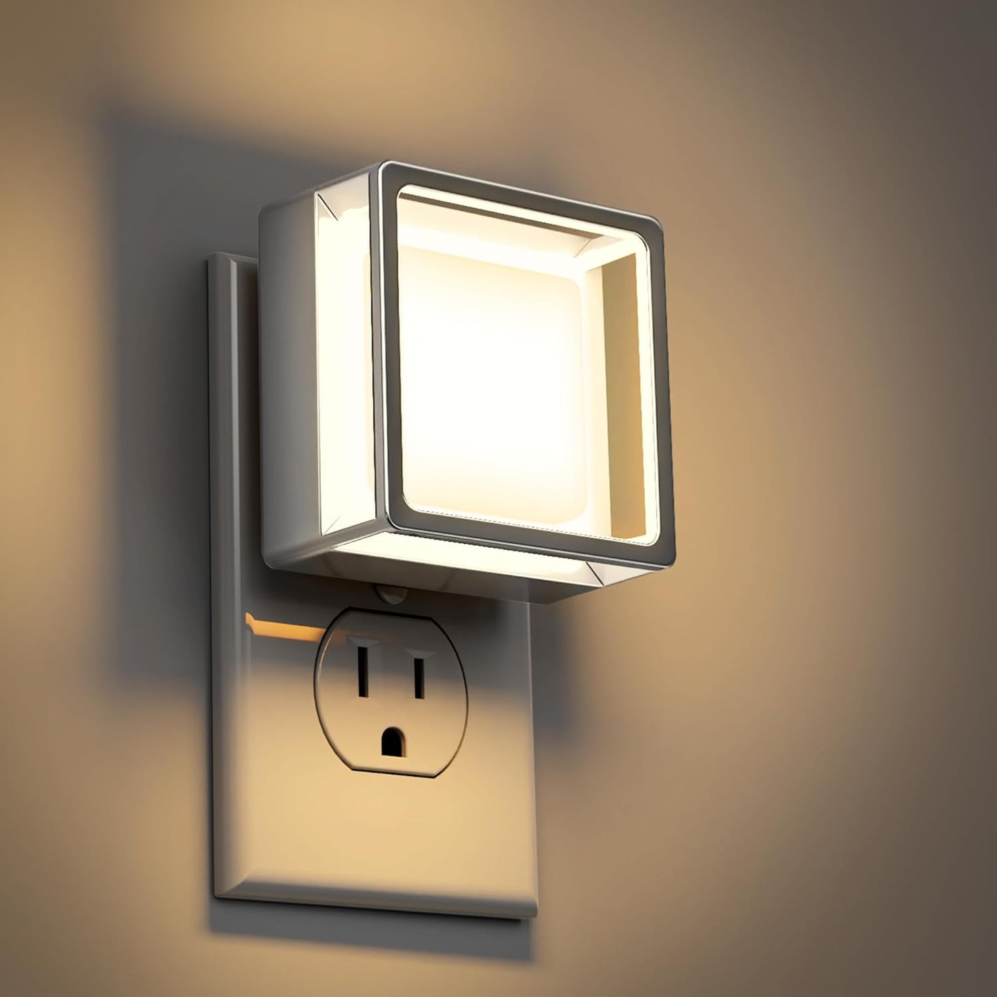 DORESshop Night Light, Night Lights Plug into Wall,2 Pack 3000K LED Nightlight with Adjustable Brightness, Automatic Night Light Plug in with Light Sensor for Bathroom Hallway Room Decor, Silver