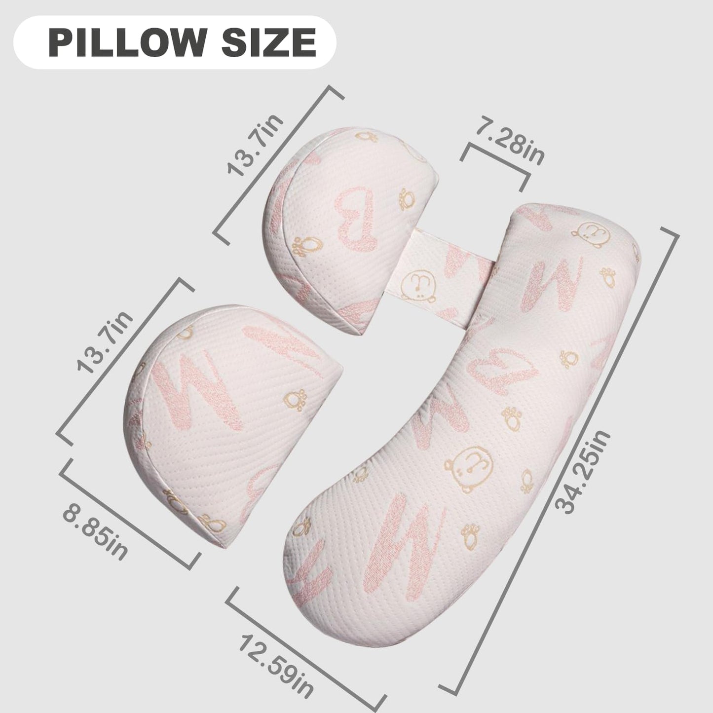Pregnancy Pillow - Adjustable Maternity Support for Back & Belly, Multi-Use Body Pillow with Soft Cover, Must-Have for Pregnancy