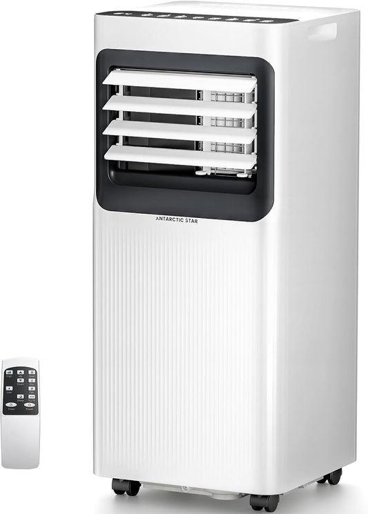 Antarctic Star 8000 BTU Portable Air Conditioner, 5-in-1 AC Unit with Cool, Dehumidifier, Fan, Sleep & Timer Modes, Auto Swing, Child Lock, Cools Up to 350 Sq.Ft, Air Conditioner for Bedroom Apartment