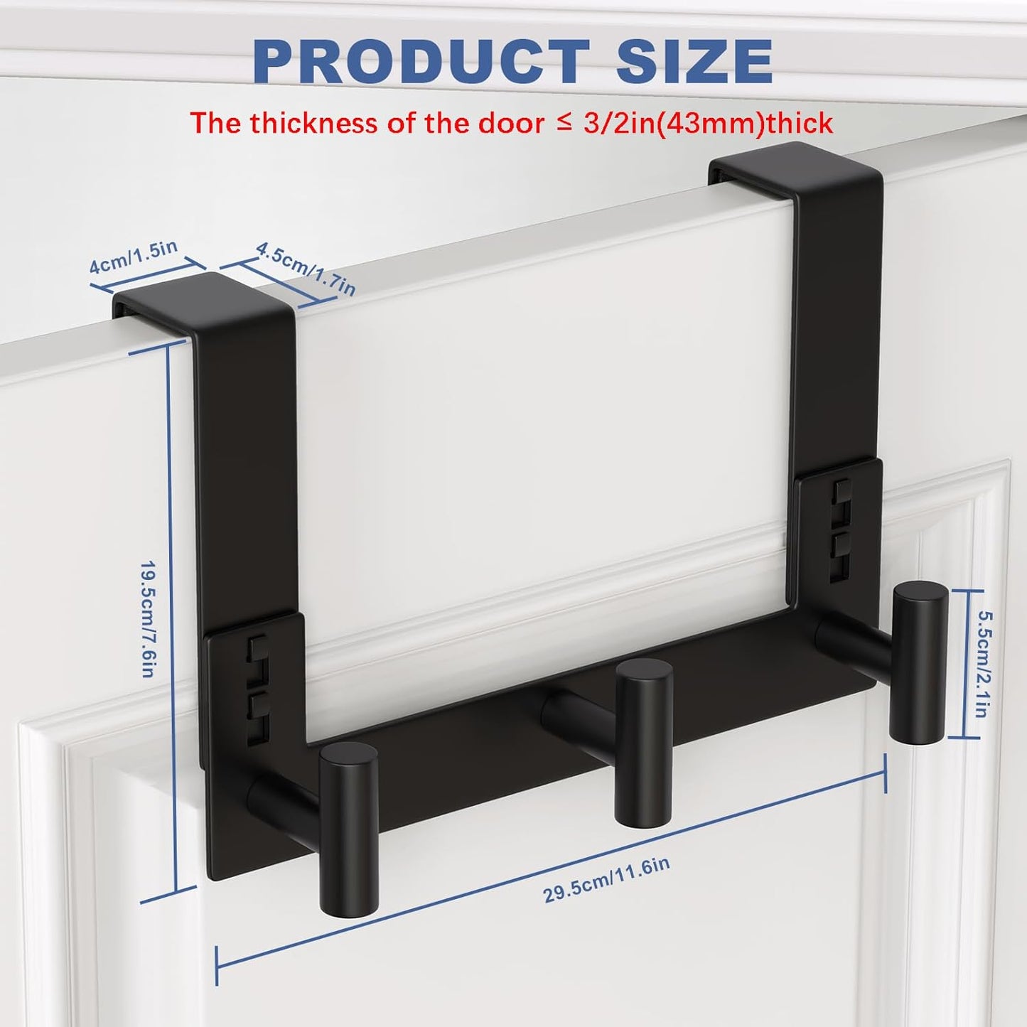 WUIVIUT Over The Door Hooks, Coat Rack Over The Door Heavy Duty Towel Rack Clothes Hanger for Bathroom liveroom Kitchen (3 Hook, Fits 1-3/4'' Thick)