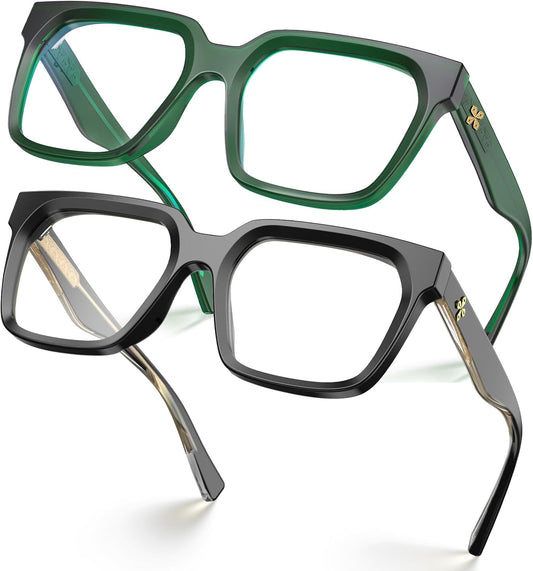 VISOONE Chunky Rectangle Oversized Blue Light Blocking Computer Glasses