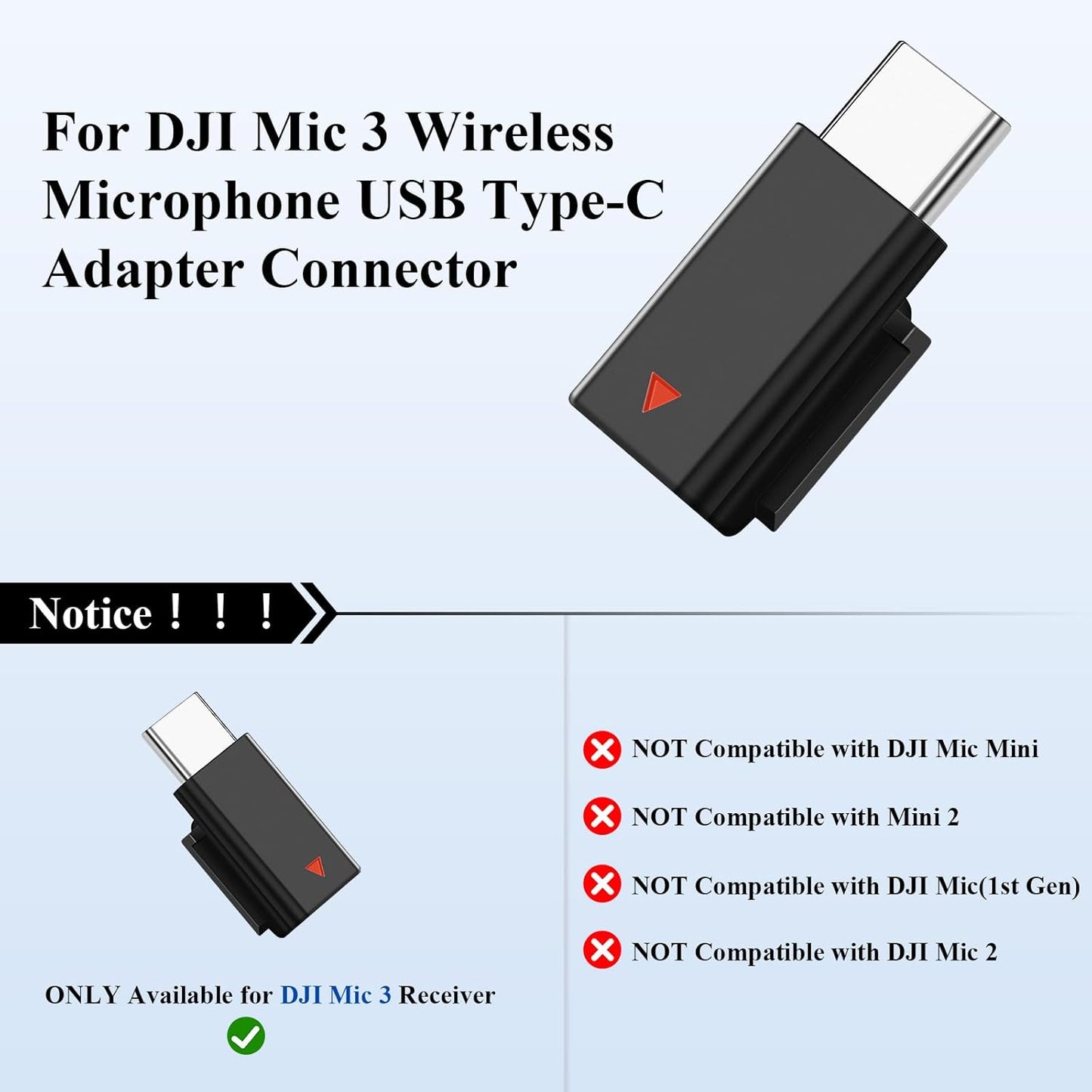 ACANDYA for DJI Mic 3 Adapter USB C Mobile Phone Type-C Phone Wireless Microphone Receiver for DJI Mic 3 Type-C Adapter for iPhone 17 16 Pro 15 for Galaxy S25 S26 Tablet USB C Microphone Accessories
