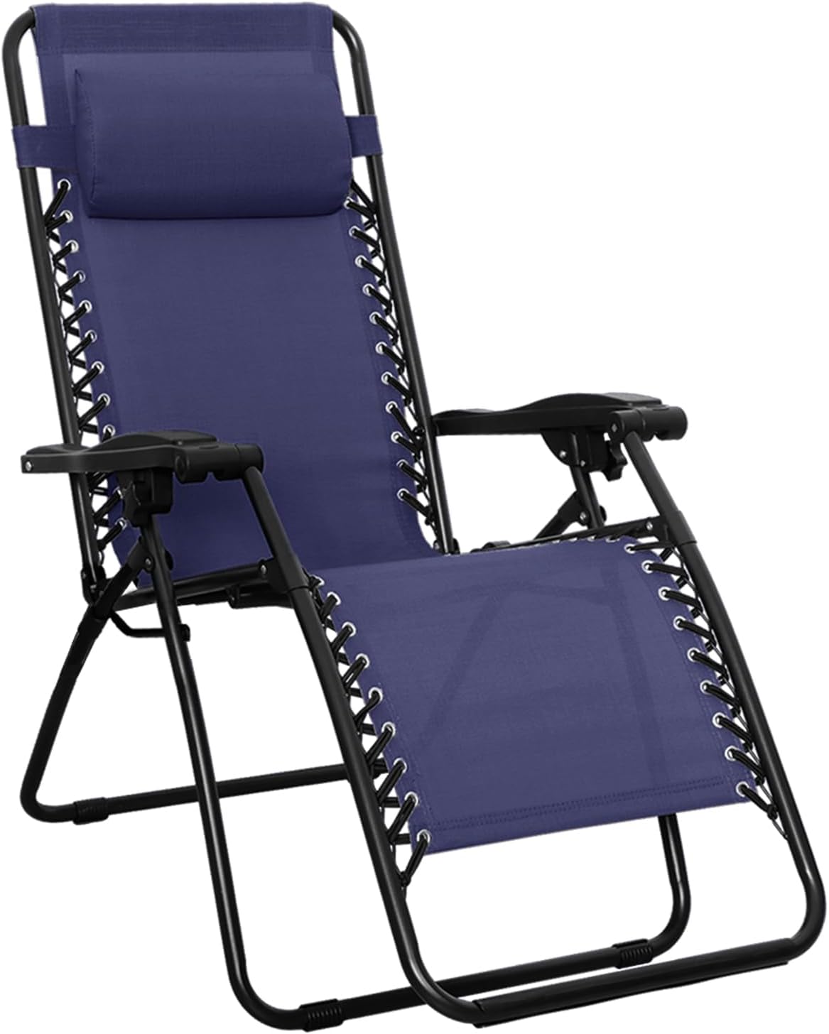 Amazon Basics Zero Gravity Lounge Chair with Pillow, Foldable Outdoor Reclining Chair for Patio and Beach, Weather-Resistant Textilene, 300 lb Capacity, 26", Beige