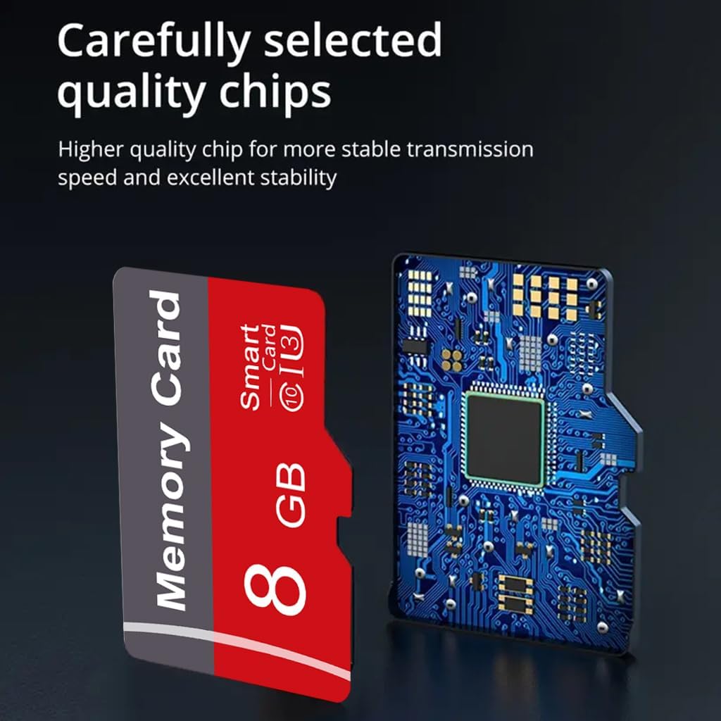 2 Pack Memory Card 8GB with Adapter, High Speed TF Card, UHS-I C10 A1 Memory TF Card for Tablet/Mobile Phone/Camera/Car Audio/Game Console (8, GB)