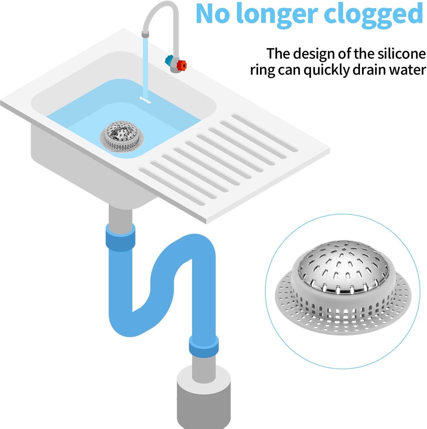 Aluvor Bathtub Drain Hair Catcher Shower Drain Cover Sink Drain Protector for Pop-Up & Regular Drains, Grey