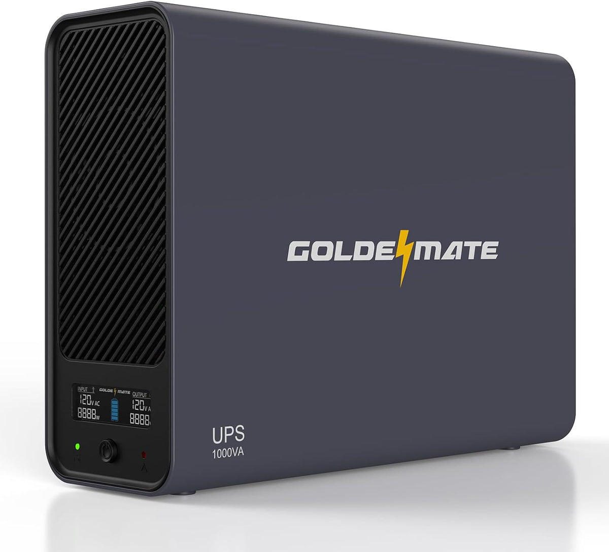 GOLDENMATE 1000VA/600W Lithium UPS Battery Backup and Surge Protector, Sinewave UPS System with LiFePO4 Battery(153.6 Wh), 2025 Upgraded Pro Ver. with Communication Port, 8 Outlets, LCD Display, Gray