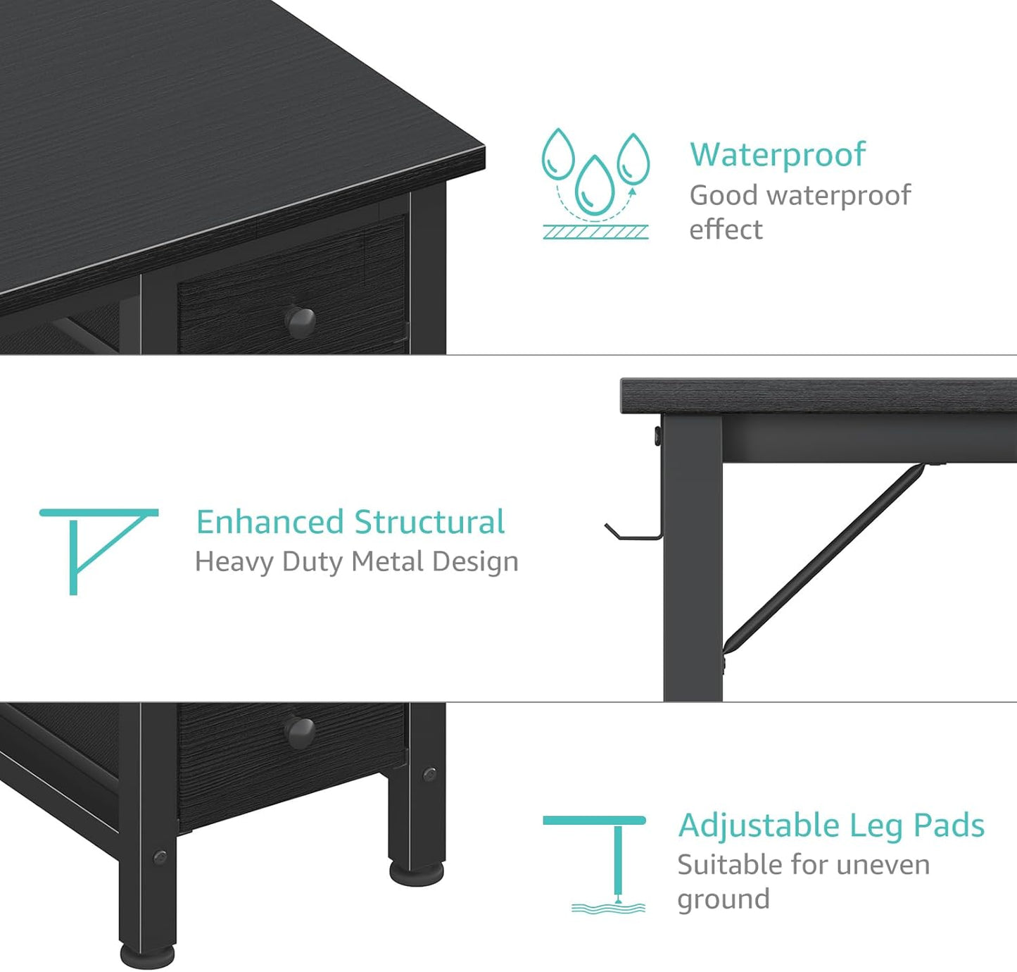 Lufeiya Small Gaming Desk with 4 Drawers, 40 Inch Kids Girls Teen Cute Study Desk for Bedroom, Reversible Work Computer Writing Table Desks for Small Space Home Office, Black