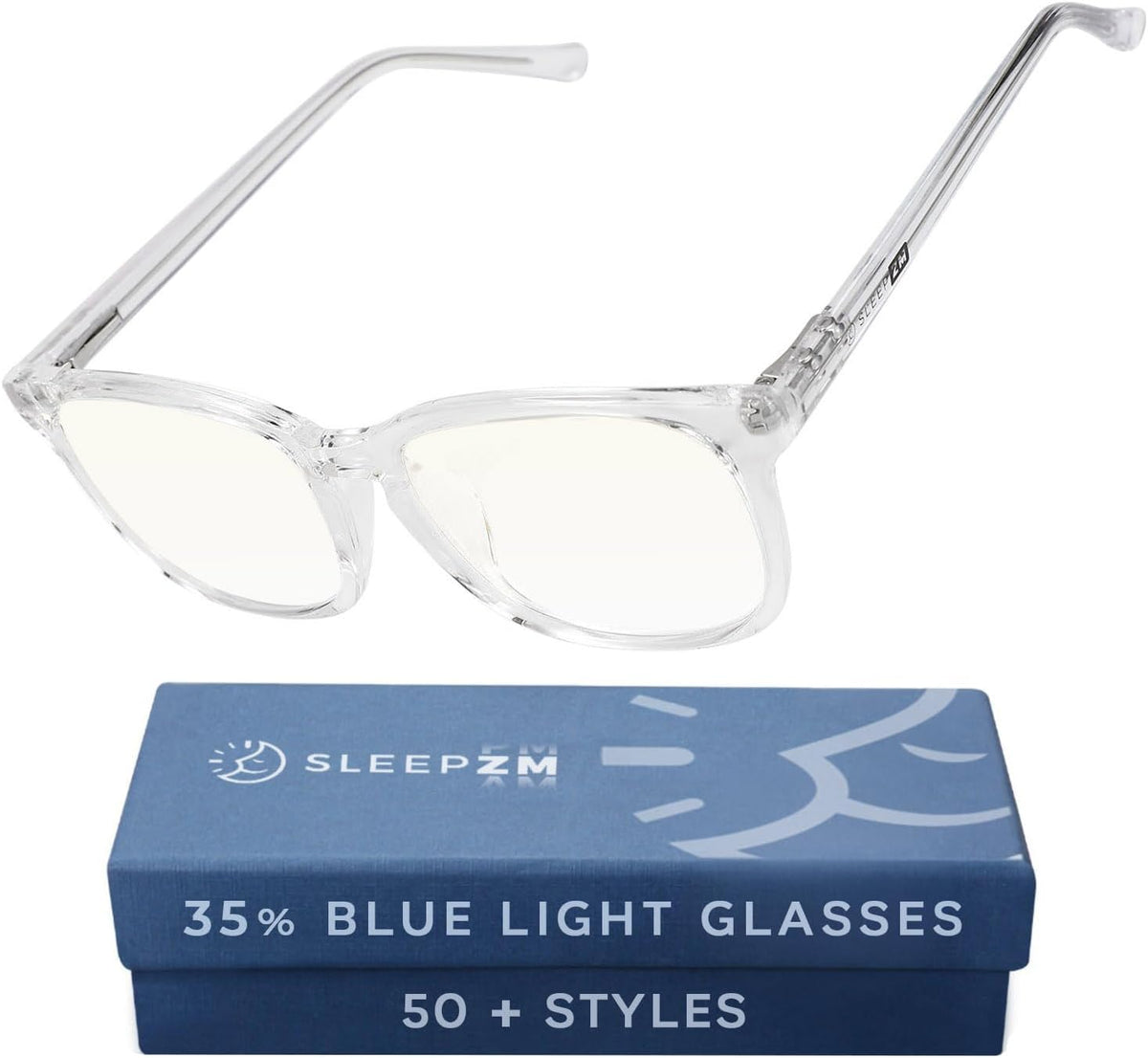 Sleep ZM Blue Light Blocking Glasses for Screens - 35% Clear, Crystal