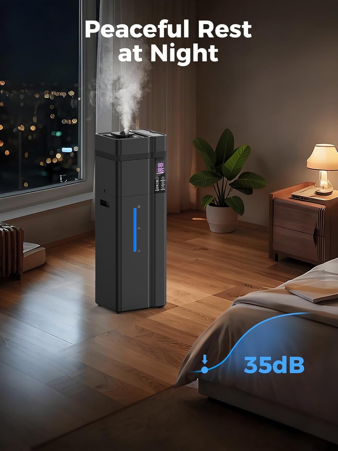 13L/3.43Gal Humidifier Large Room, 800ft² Coverage, 100H Runtime, Auto Humidity Control, Top Fill, Humidifiers for Bedroom, 35dB Quiet, Sleep Mode, Aroma Diffuser, 24H Timer, Auto Shut-off Protection