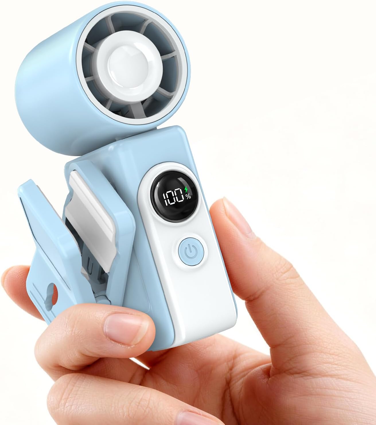 Portable Clip on Mini Fan, USB Rechargeable Handheld Fan with 4 Gear Wind, 5000mAh Battery, 180° Rotate Pocket Fan Design Cooling Gadgets for Travel/Camping/Concerts/Lash, Gifts for Women Men(Blue)