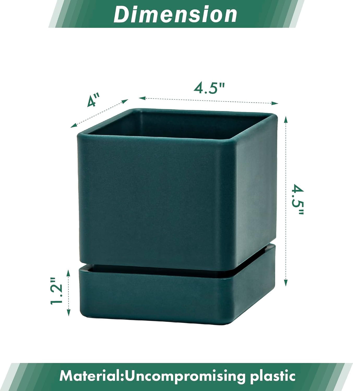 D'vine Dev 2-Pack Plastic Herb Planter Pots, 4 in, Green, 76-Y-C-1