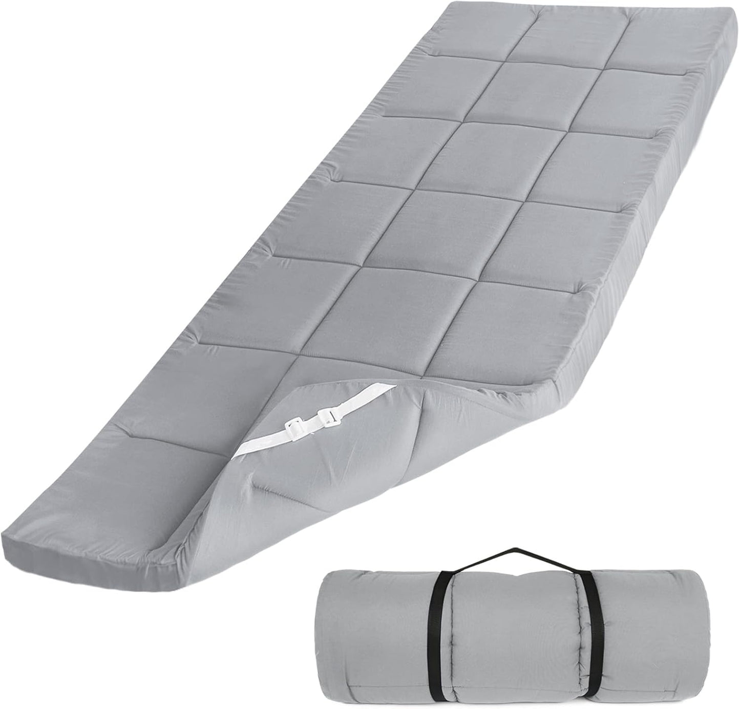 Cot Mattress Topper (Improved Thickness), Foam Quilted Pads for Camping, Soft Comfortable Sleeping Cot Mattress Pad Only, Camping Pad 75"x30" for Camp Cot/Rv Bunk/Narrow Twin Beds, Navy