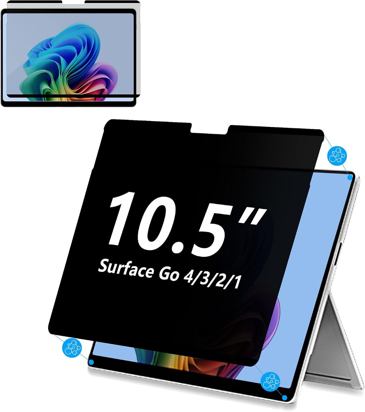 Megoo Privacy Screen Protector for Surface Go 4/3/2/1 10.5 Inch, Anti-Spy, Anti-Glare, Blue Light & UV Blocking, Magnetic Nano Technology, Removable Design