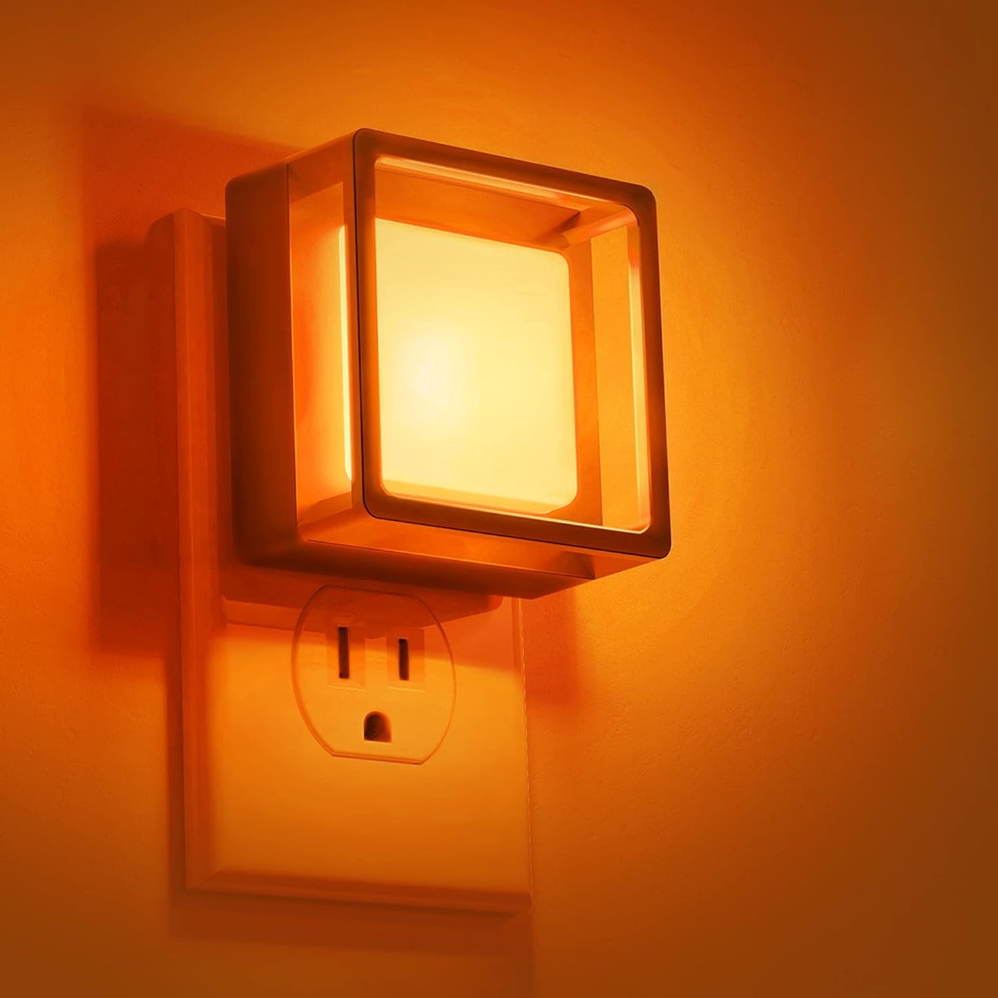 DORESshop Orange Night Light [2 Pack], Night Lights Plug Into Wall, Night Light Dusk to Dawn Sensor, LED NightLight Adjustable Brightness, Bedroom, Bathroom, Hallway, Stairs, Halloween, Party