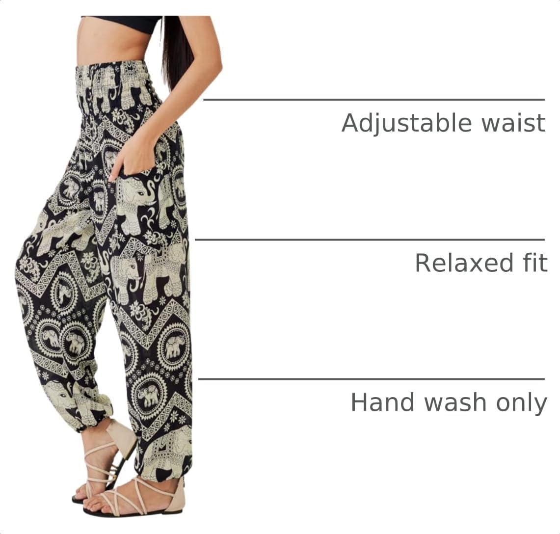 Joob Joob Boho Pants for Women - Hippie Harem Pants Women - Womens Yoga Pants – Comfy Bohemian Flowy Hippie Clothes