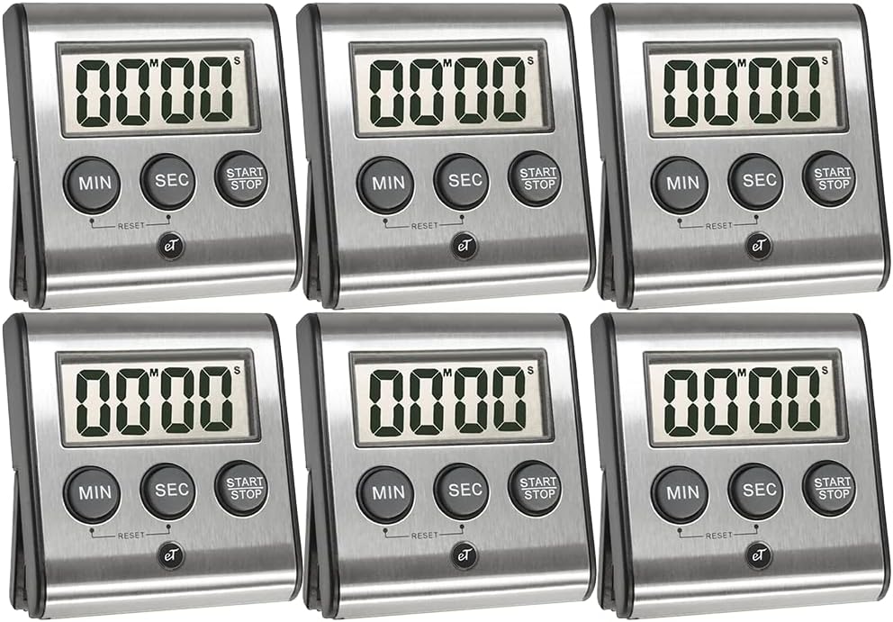 Elegant Digital Kitchen Timer, Stainless Steel Model eT-23, Super Strong Magnetic Back, Loud Alarm, Large Display, Auto Memory, Auto Shut-Off by eTradewinds