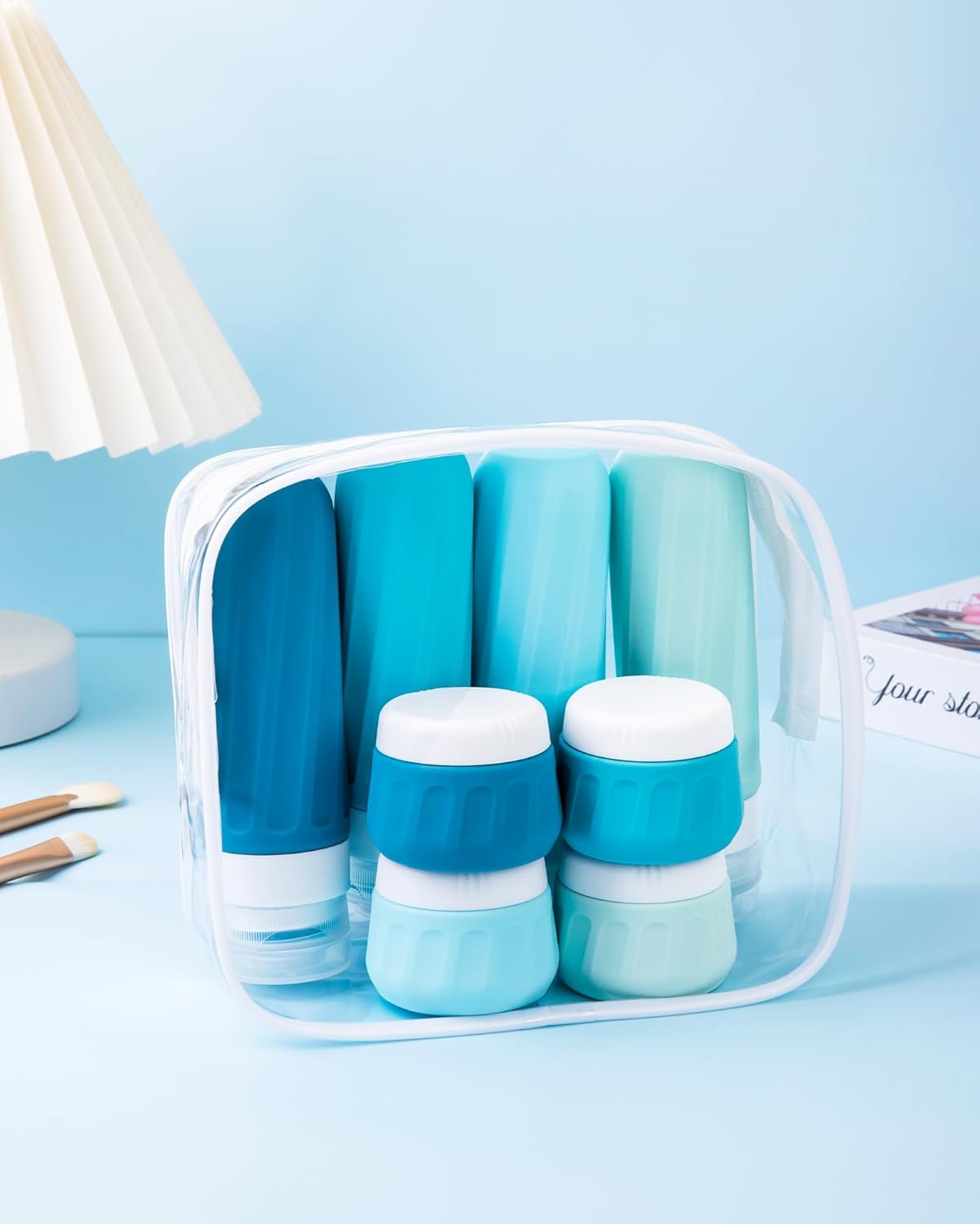 Mrsdry Travel Bottles for Toiletries, 10 Pack, TSA Approved, 3oz/90ml Silicone, Leak Proof, Wide Mouth, Reusable, Travel, Vacation, Plane Trip, Camp