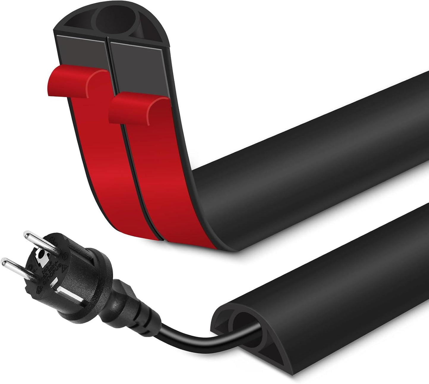 Floor Cord Cover for Wires on Floor Self Adhesive Cord Hider | Floor Cable Cover Floor Wire Covers for Cords Prevent Cable Trips, Cord Cavity W 0.32" x H 0.32", Black, 10Ft