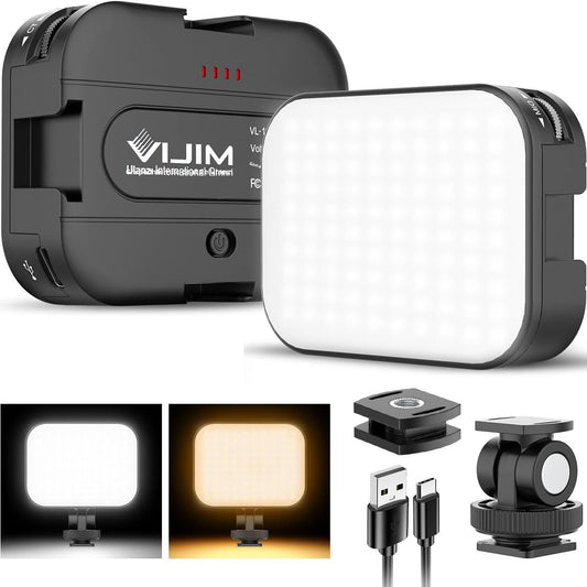 VIJIM VL100C Bi-Color LED Video Light on Camera Adjustable Angle Dimmable