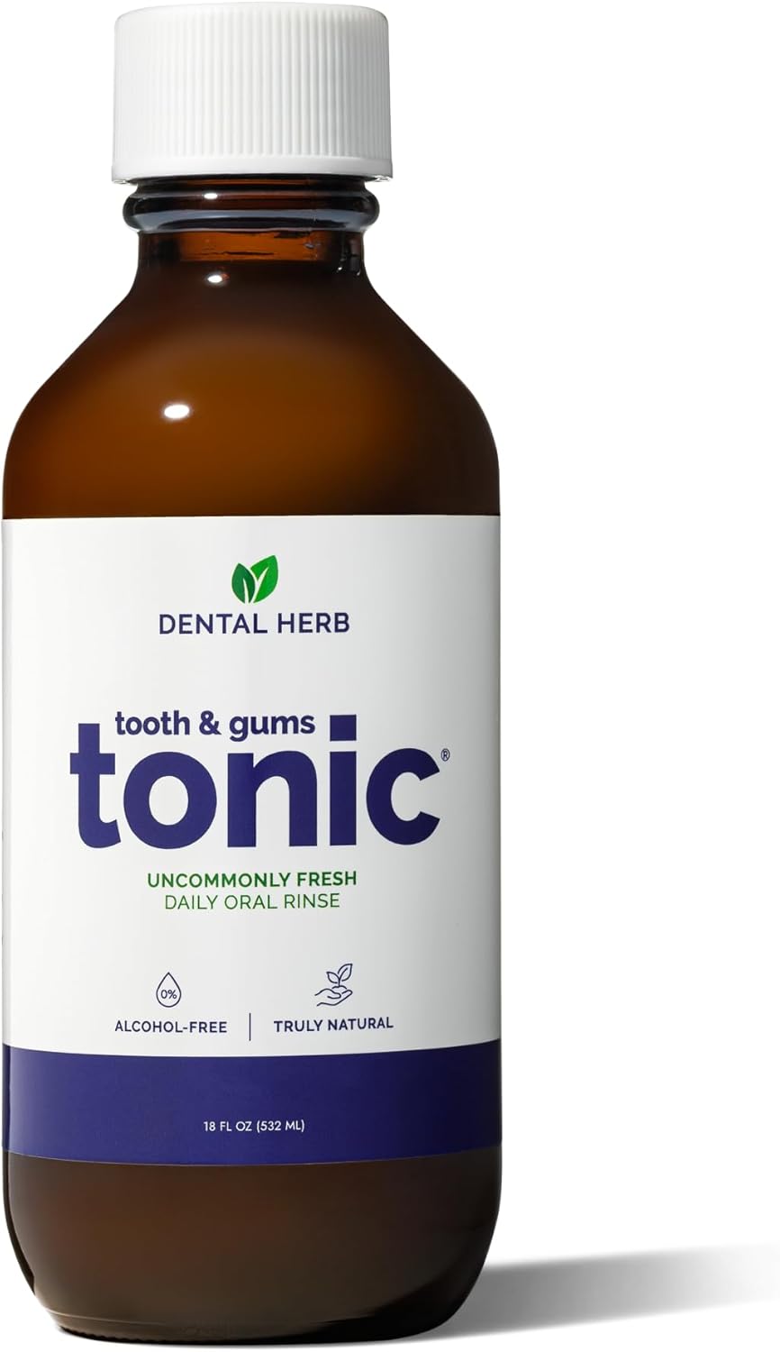 Tooth & Gums Tonic – Truly Natural Oral Rinse, Plant-Based, Alcohol-Free, Fluoride-Free, Herbal Extracts & Essential Oils, Fresh Breath & Daily Gum Care, 18 fl oz – Dental Herb Company