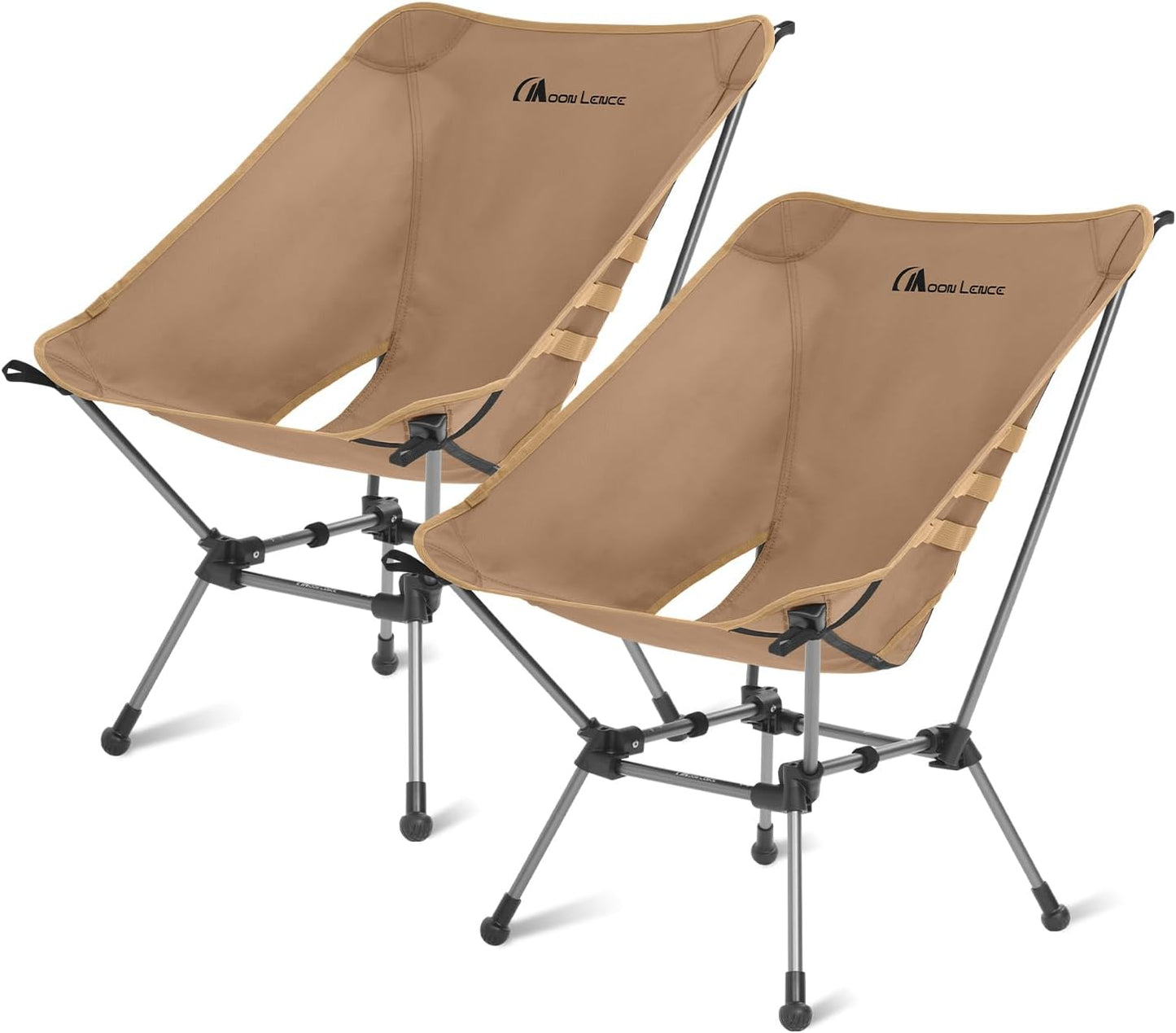 MOON LENCE Portable Camping Chair Plus, Larger & Roomier, Compact and Lightweight Still, Folding Chair for Backpacking & Hiking, 330Lbs Capacity (Desert Rust-2pack)