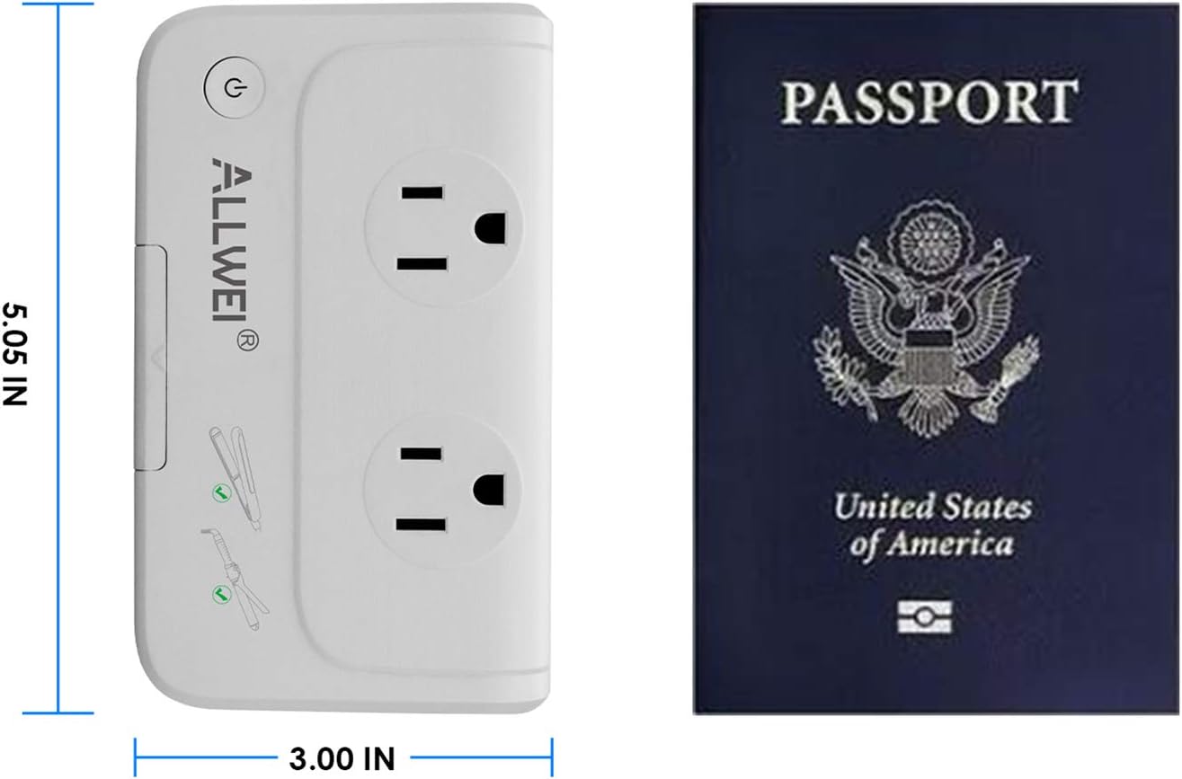 ALLWEI International Travel Adapter 220V to 110V Power Voltage Converter for Hair Straightener/Curling Iron, Universal Power Plug Adapter UK, US, AU, EU, IT, India (White)