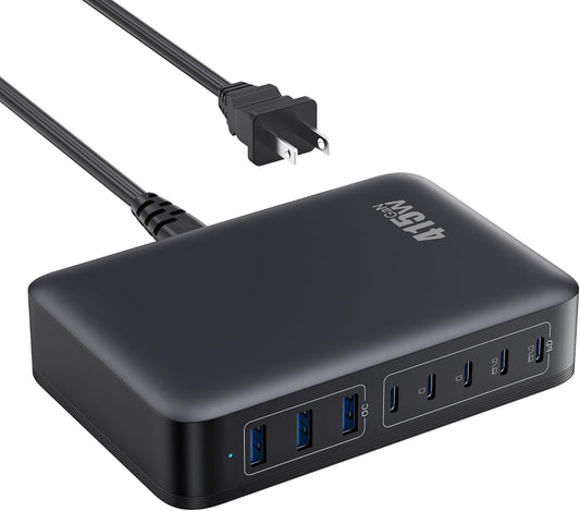 USB C Charger 415W USB C Charger Block, 8-Ports GaN IV Fast Charging Station Hub, Dual PD 100W Laptop Charger Adapter,for MacBook Pro/Air/iPad/iPhone16/15/14/Apple Watch/DELL/Samsung for Home Office