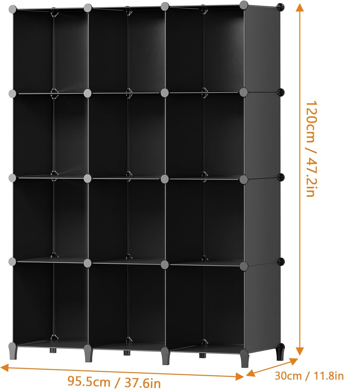 Closet Organizers and Storage, 12 Cube Storage Organizer, Portable Closet Organization Clothes Shelves for Kids, Closet, Bedroom, Bathroom, Office, Black