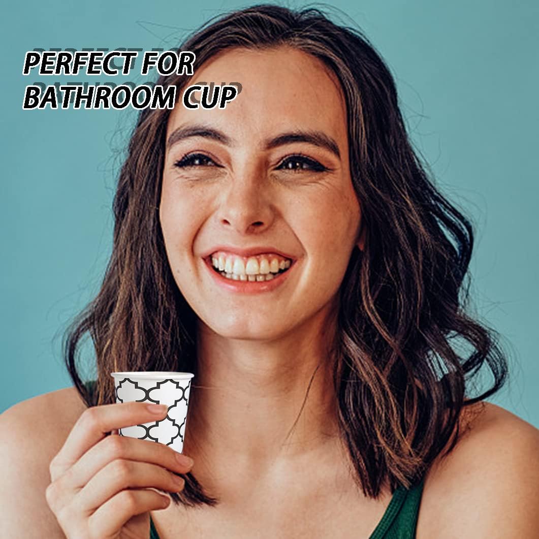 Clawsoff [300 Pack] 3 oz Paper Cups, Small Mouthwash Cups 3 OZ, Mini Disposable Bathroom Cups, Paper Cups 3 Ounce for Bathroom, Supermarket, Birthday Party, Travel, Events, Picnic, BBQ
