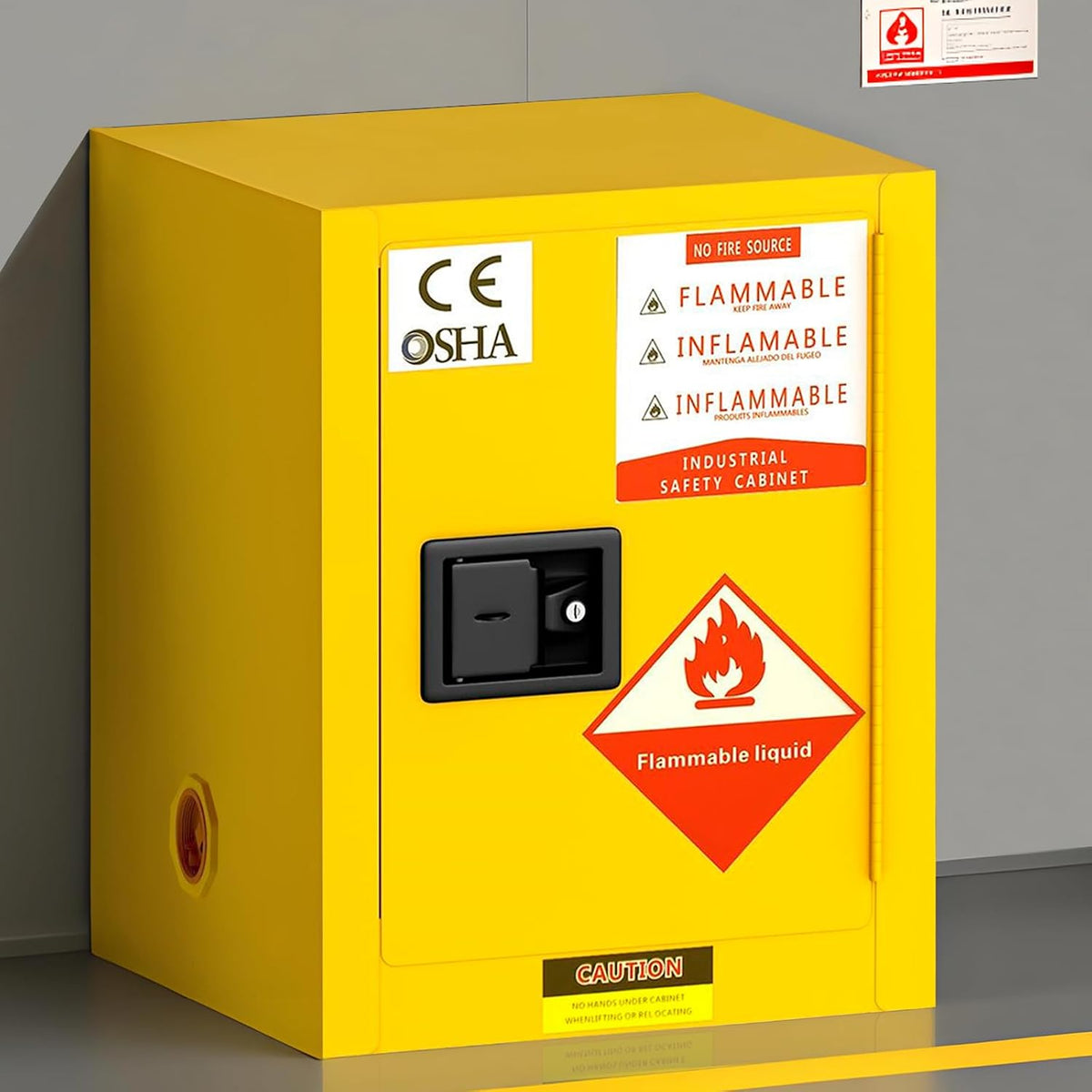 Flammable Storage Cabinet 34"x34"x65", 90 Gallon Chemical Safety Cabinet with Adjustable Shelf, Thickened Galvanized Steel Fireproof Cabinet for Flammable Liquids (25"x20"x20")