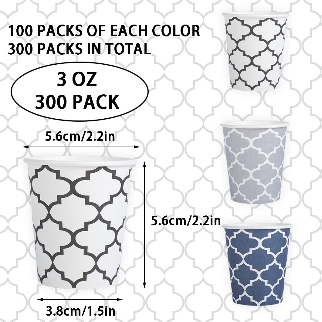 Clawsoff [300 Pack] 3 oz Paper Cups, Small Mouthwash Cups 3 OZ, Mini Disposable Bathroom Cups, Paper Cups 3 Ounce for Bathroom, Supermarket, Birthday Party, Travel, Events, Picnic, BBQ