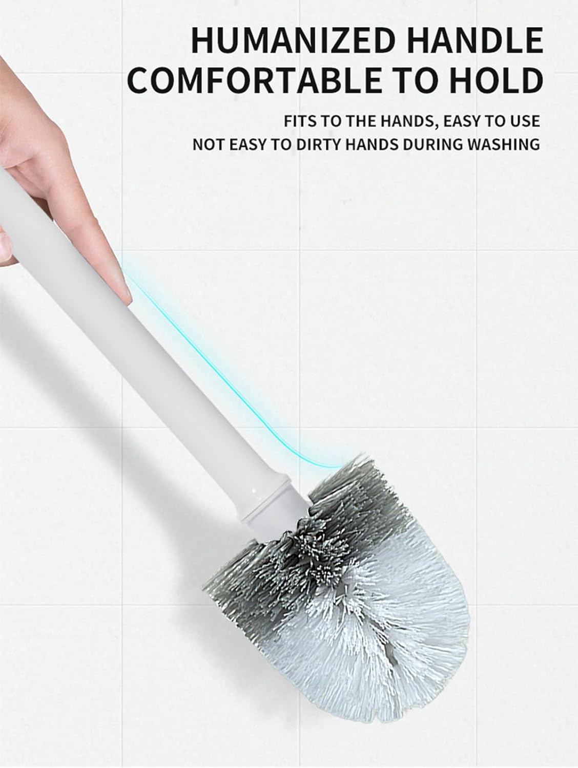 Toilet Bowl Brush and Holder Set, Toilet Cleaner Brush with Automatic Dripping-Free Holder, Rugged Handle and Enduring Bristles for Bathroom and Small Spaces Cleaning, (White, 1 Pack)