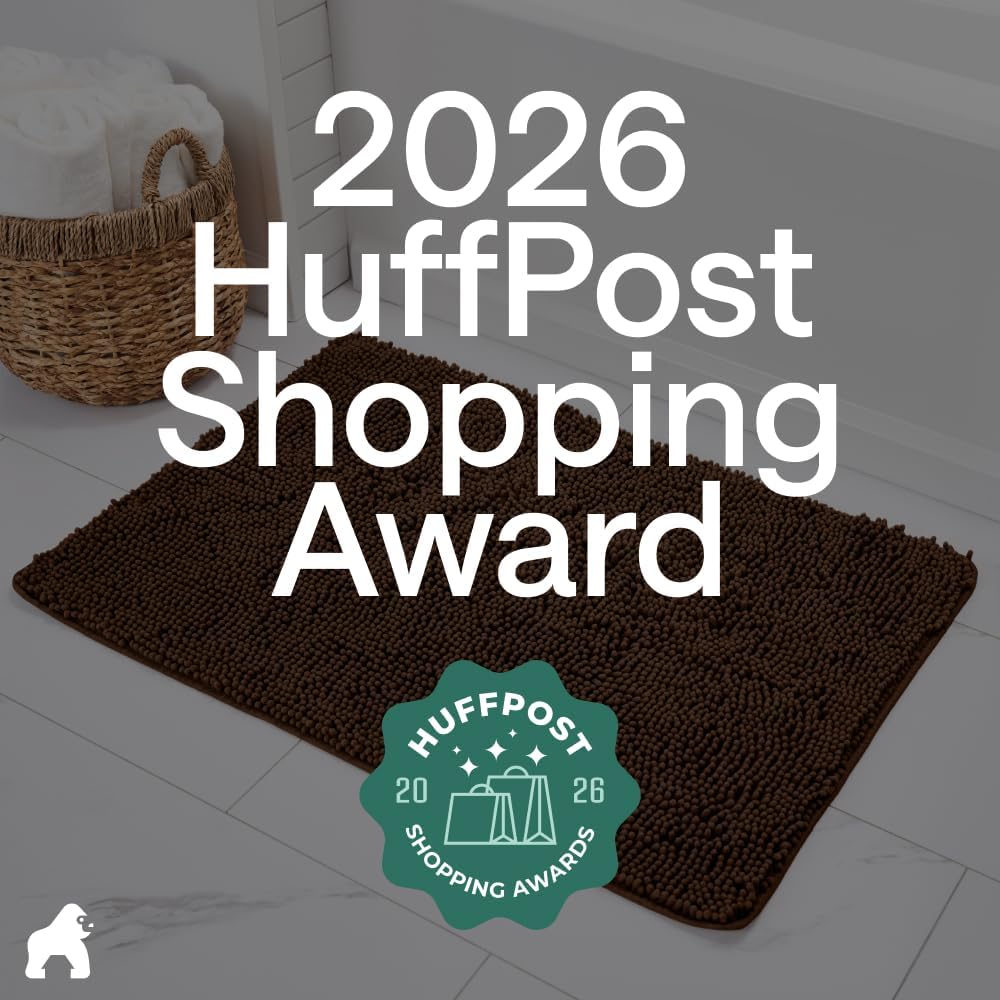 GORILLA GRIP Bath Rug Mat, Thick Soft Absorbent Chenille, Quick Dry Microfiber Mats, Rubber Backing Washable Shower Floor Rugs, US Designed Bathroom Bathmat Home Decor Accessories, 24x17, Brown