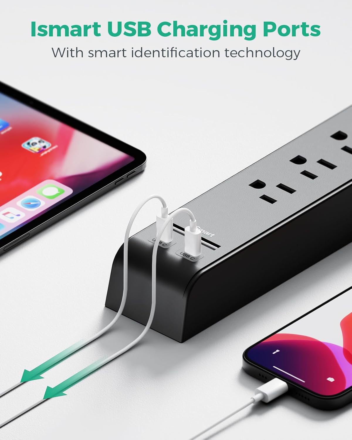 2 Pack Surge Protector Power Strip with 6 Outlets 4 USB Ports 5-Foot Long Heavy-Duty Braided Extension Cords Flat Plug 900 Joules 15A Circuit Breaker Wall Mount for Home Office ETL Listed