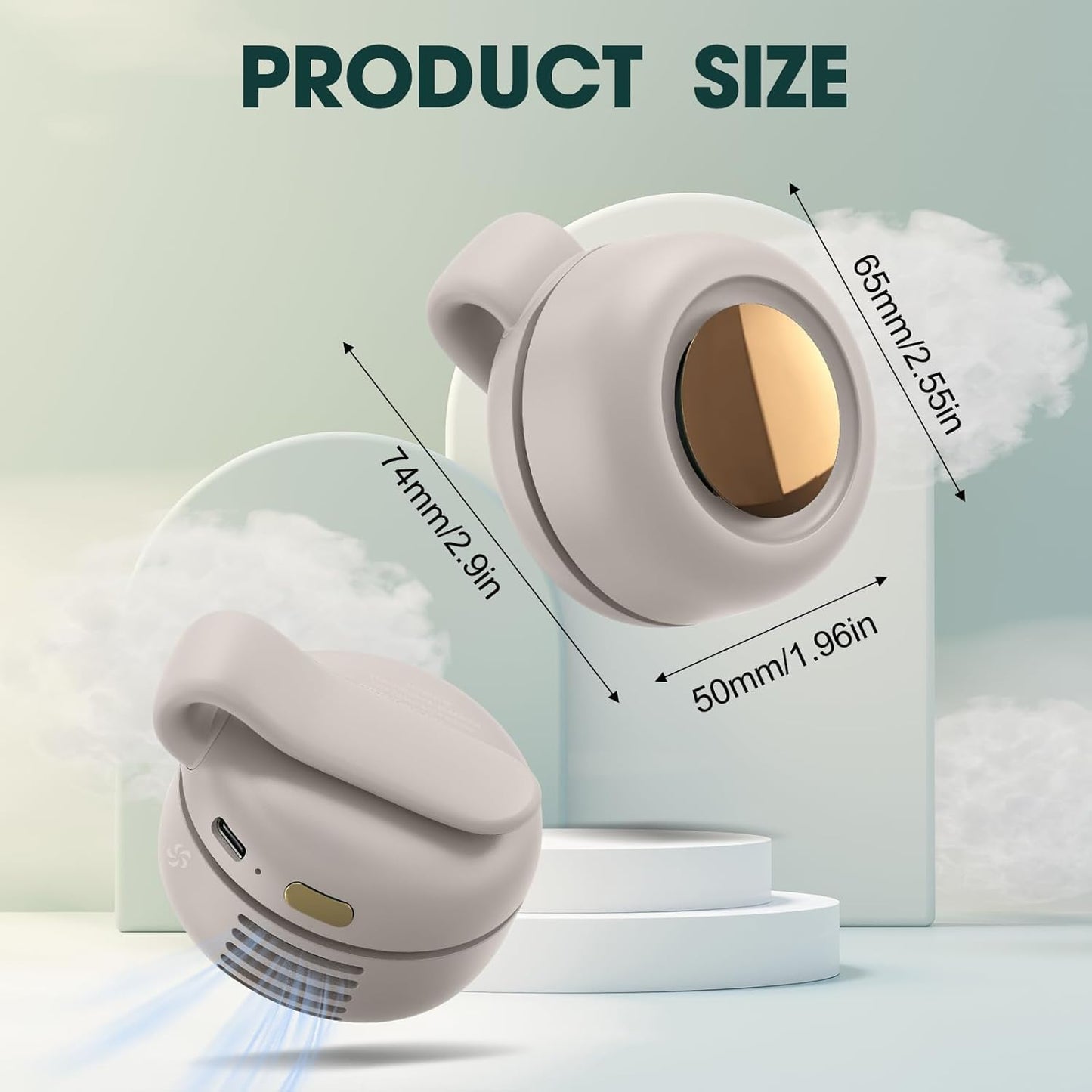 Portable Silent Bladeless Mini Fan, Portable Mini Clip On Fan for Shirt & Waist, Adjustable 3 Speeds Rechargeable Hands-Free, for Outdoor & Travel & Office, Travel Accessories - Ideal Gift